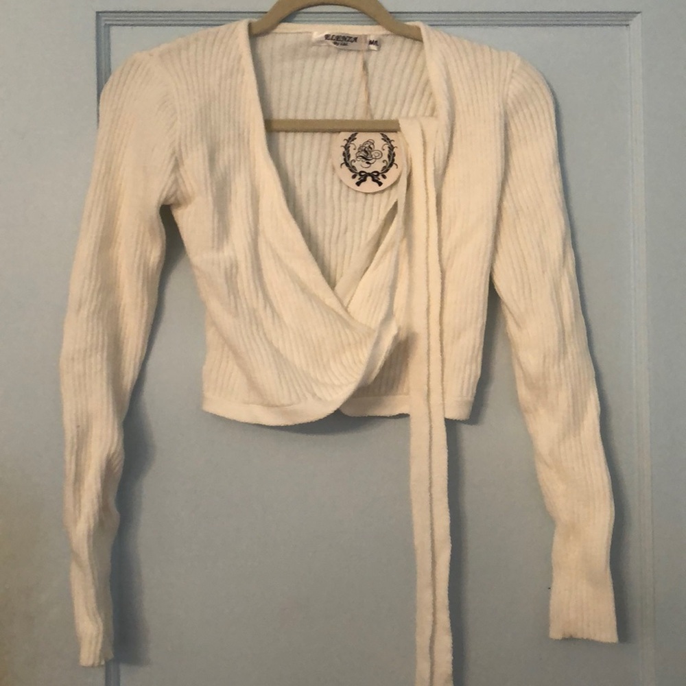 White wrap sweater size m/l